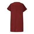 thumbnail image 5 of Zedker Dresses for Women V Neck Casual Fall Dress Button Short Sleeve Dresses 2025 Summer Midi Dresses Plus Size Red XL, 5 of 8