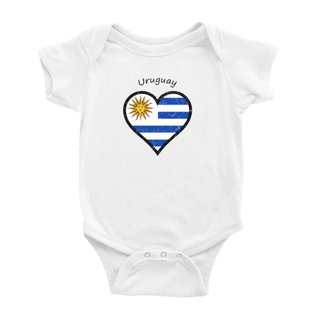 

Uruguay Flag Heart Love Funny Baby Bodysuit Clothes