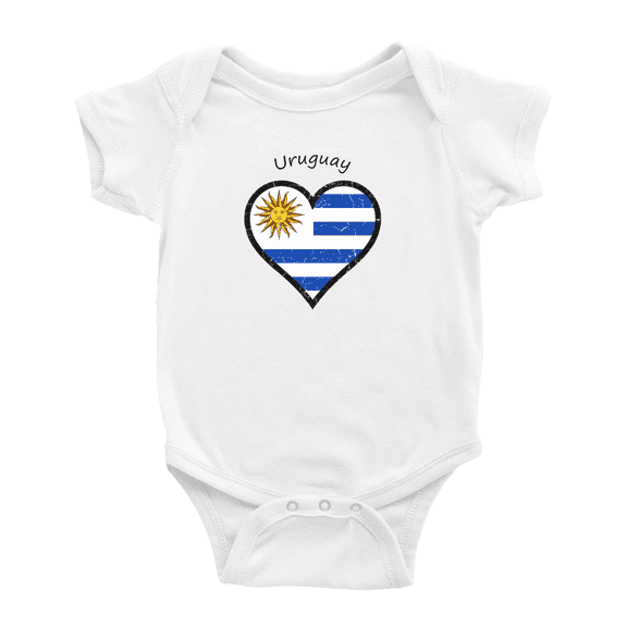 Uruguay Flag Heart Love Funny Baby Bodysuit Clothes