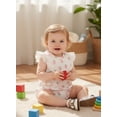 thumbnail image 4 of Happy Town Baby Girl Summer Clothes Infant Sleeveless Cotton Romper with Soft Bib Toddler Ruffled Jumpsuit Bodysuit, 4 of 9