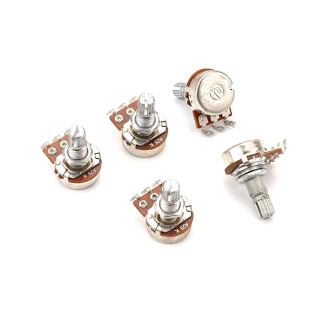 5 Uds A25K Tono Volumen Guitarra Ollas Grandes Potenciómetro 18mm Eje Dividido