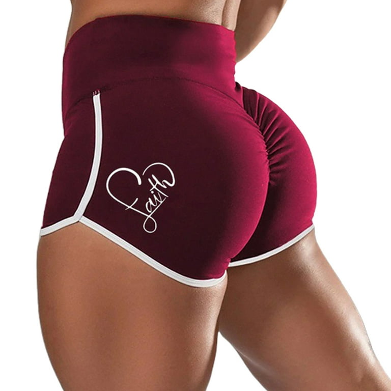 ZUARFY Women Plus Size Workout Sport Shorts High Waist Ruched Scrunch Booty  Yoga Pants Faith Heart Print Butt Lifting Leggings