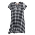 thumbnail image 2 of Sakmal 100% Cotton Nightgowns Women Comfy Loungewear Gray Striped Short Sleeve Nightgowns for Women, 2 of 5