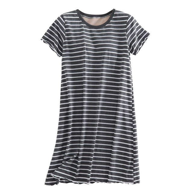 Rbaofujie Chemises de Nuit pour Femmes Mode pour Femmes à Manches Courtes Robe de Pyjama Mince pour la Maison Nuisette Longue Mince Pyjamas pour Filles