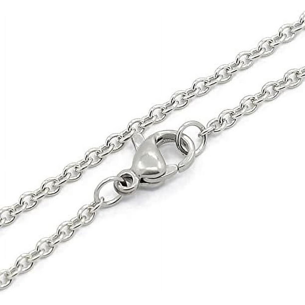10 collares unisex clásicos lisos de acero inoxidable 304 resistentes para hombre y mujer, con cadena de cable, cierre de pinza de langosta, color acero inoxidable, 45 cm (17,7 pulgadas).
