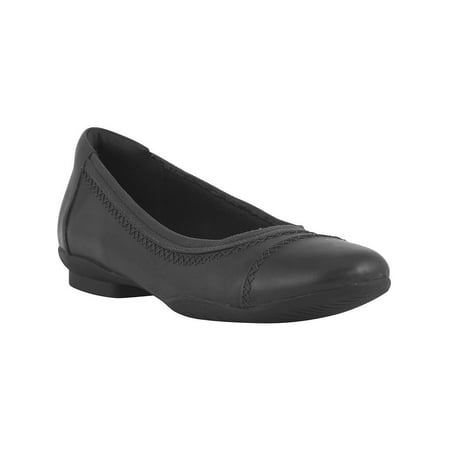Clarks Womens Sara Bay Leather Comfort Ballet Flats