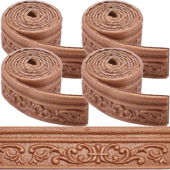 Self-Adhesive XPE Grain Contact Paper Wall Stickers for Shelf Liner Dresser Drawer Locker Coconut Brown 80x6mm about 2.1m/pc 4pcs