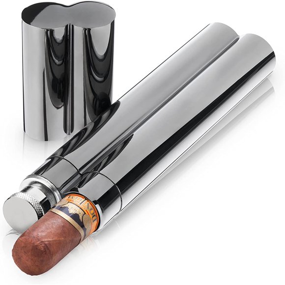 Viski Porte-Cigare et Flacon en Métal, Noir