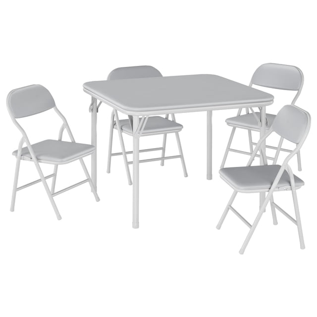✨ Set de 5 Piezas - Mesa + 4 Sillas Plegables para Niños | Perfecto para Comer, Pintar, Jugar y Aprender en Casa, Guardería o Escuela, gris