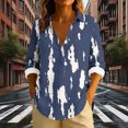 thumbnail image 3 of Uootdi Boho Long Sleeve Shirts for Women V Neck Button Down T Shirts Casual Loose Fit Floral Print Basic Tops Tees Blouses Gift, 3 of 6