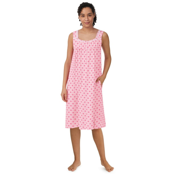 Aria Women's and Women's Plus Sleeveless Cotton Nightgown, Sizes S-5X ...