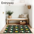 thumbnail image 3 of ODIKA 2'x3' Machine Washable Non-Slip Area Rug, Joyful Reindeer with Starburst Accents Folk Inspired High Traffic Rug with Pad, Green, 626588, 3 of 8