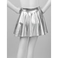 thumbnail image 5 of Sholeno Kids Girls Metallic Dance Skirt Athletic Shiny Holographic Flared Pleated A-Line Mini Skort Silver 16, 5 of 7