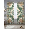 thumbnail image 5 of Sheer Curtains 108 Inches Long, Green Orange Beige Boho Light Filtering Window Curtains for Living Room, Retro Ethnic Tribal Abstract Art Rod Pocket Voile Sheer Curtain Drapes, 52"W x 108"L, 2 Panels, 5 of 8