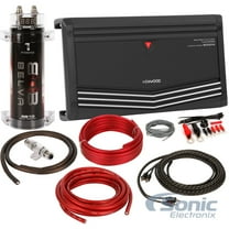 Kenwood KAC-9106D w/Belva 1.0 Farad Capacitor   Belva 2000 Watt Handling Amp Kit 1000W RMS Class D Monoblock Car Amplifier w/ 1.0 Farad Capacitor & 4 AWG Amp Kit