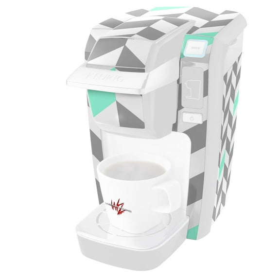 Chevrons Gray And Seafoam - Decal Style Vinyl Skin fits Keurig K10 / K15 Mini Plus Coffee Makers (KEURIG NOT INCLUDED)