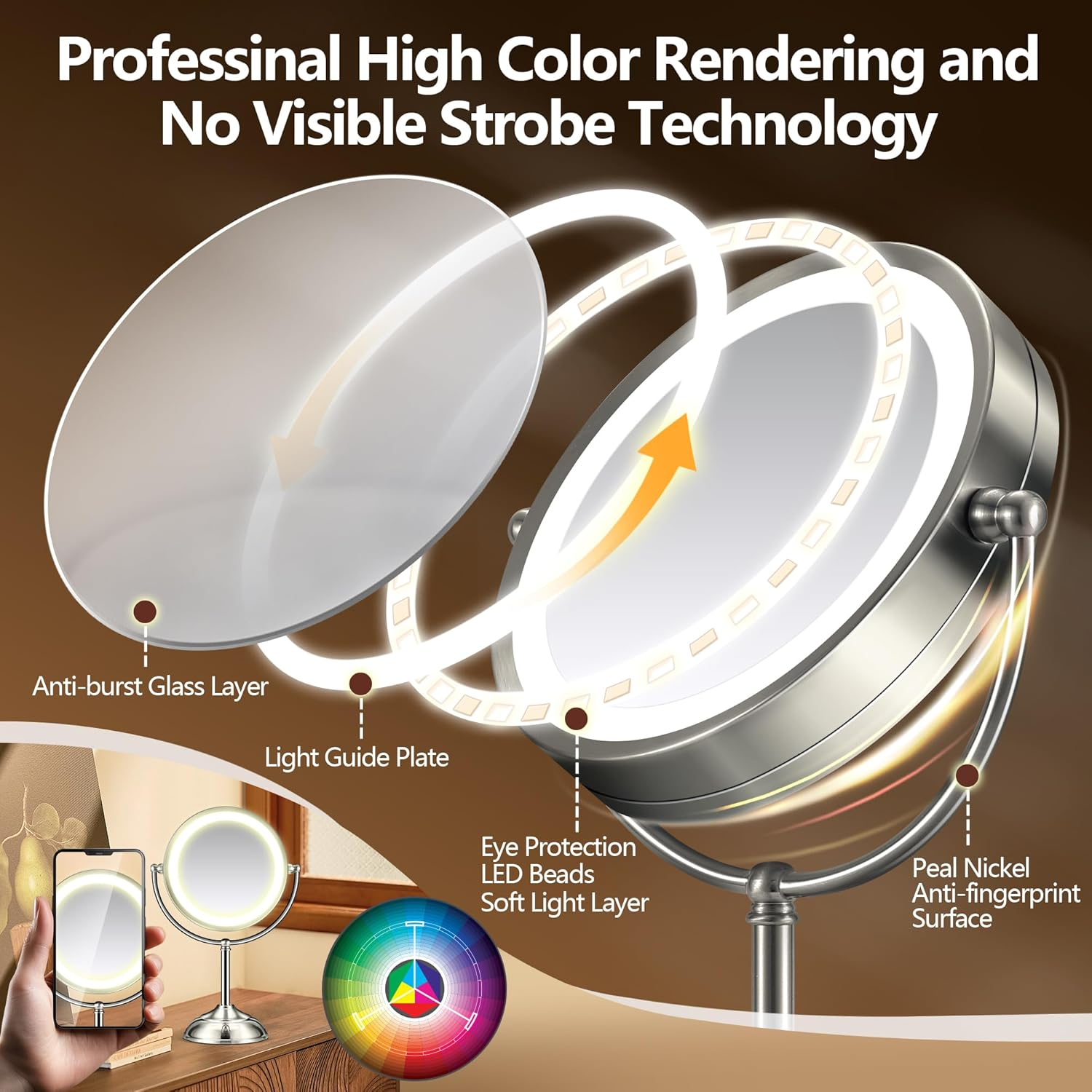 BBeauty Planet 20x Lighted Makeup Mirror Rechargeable 8.6" photo 6