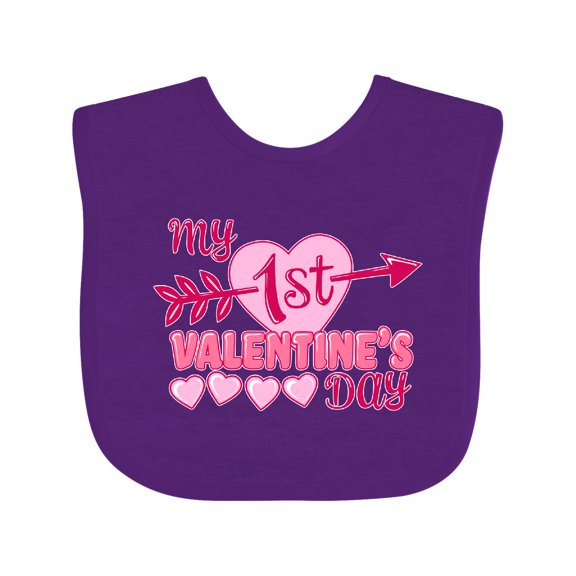 Inktastic My First Valentine's Day with Pink Heart and Arrow Boys or Girls Baby Bib