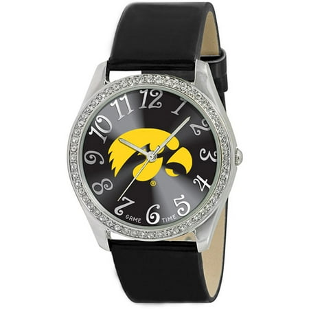 Game Time NCAA Women's University of Iowa Hawkeyes Glitz Watch, Silver