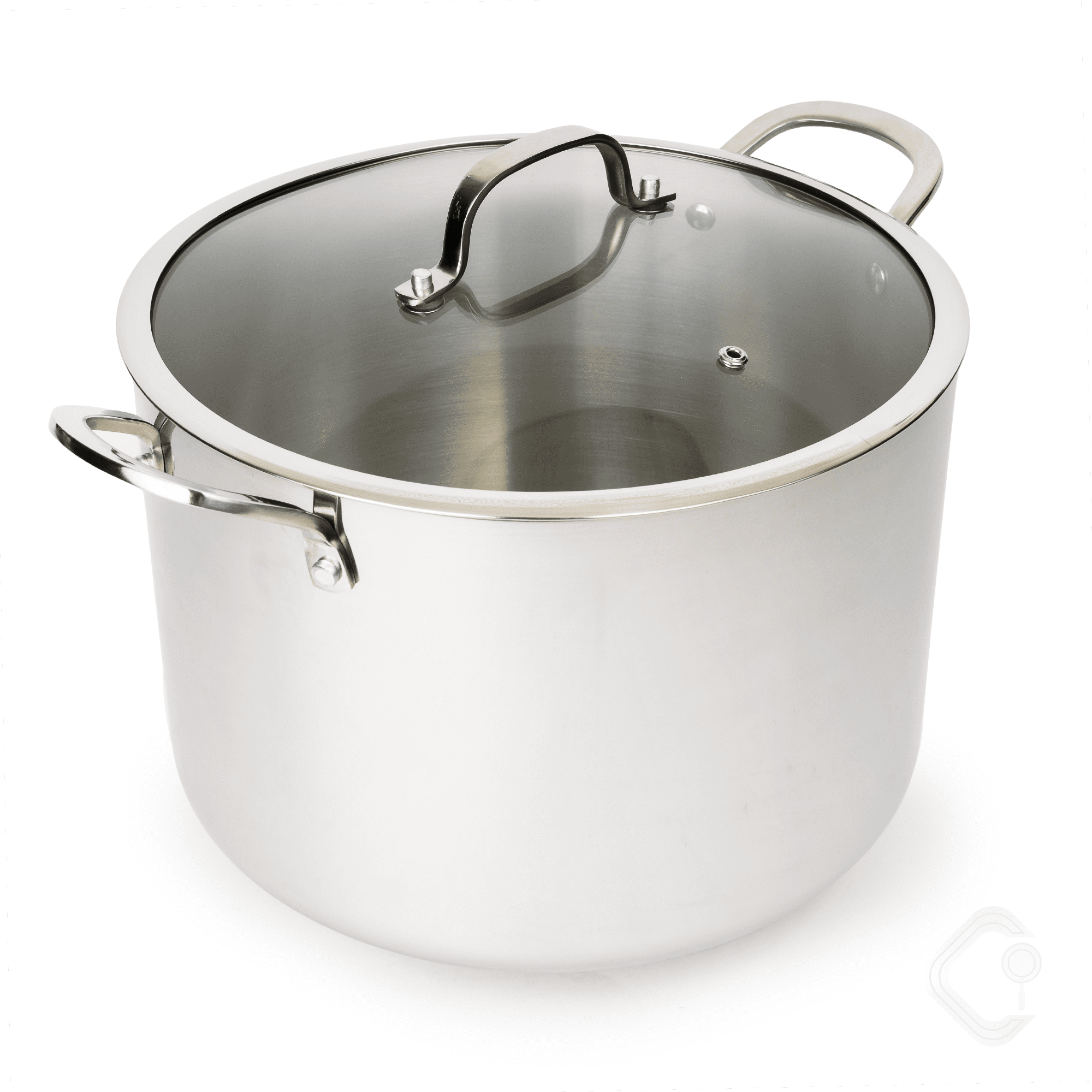 CoreClad 12-Quart Induction Ready Tri-Ply Stainless Steel Stock Pot with Glass Lid