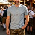 thumbnail image 2 of Men's Classic Polo Shirt Short Sleeve Traditional Front Button Loose Fit Casual Summer Top, 2 of 5