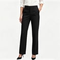 thumbnail image 2 of Agkizg Women's Straight Leg Dress Pants, Solid High Waist Dress Pants Casual Suits Long Trousers with Pockets, 2 of 6