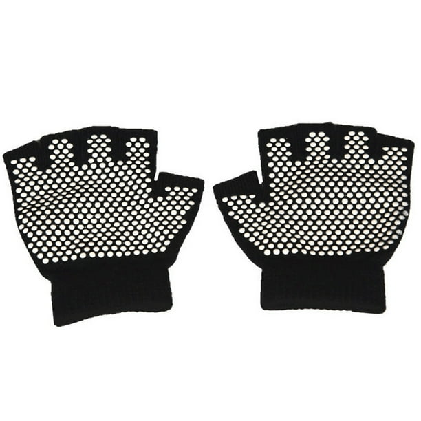 Dedo 1 Par De Mujeres Medio Dedo Transpirable Deportes Medio Dedo Guantes Para Gimnasio Yoga Fitness Negro