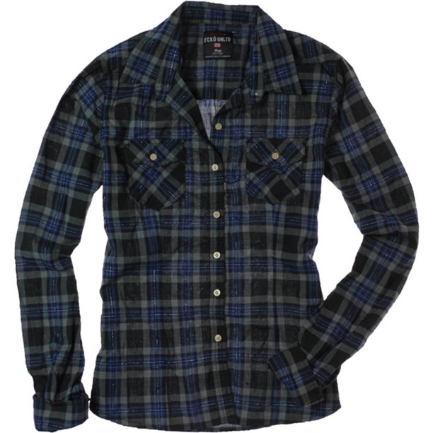 Camisa con botones a cuadros Ecko Unltd. Mujer Azul Extragrande