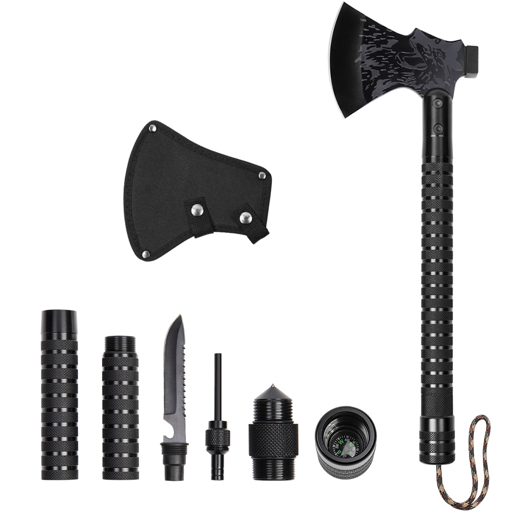 Wadavr Camping Axe, Folding Portable Survival Hatchet with Hammer for