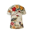 thumbnail image 4 of Men'S Casual Round Neck T-Shirt Featuring a 3D Bird And Peony Flower Print, Regular Short Sleeves for Summer, Adult Top, Available in Plus Sizes, 4 of 7