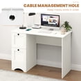 thumbnail image 3 of 43" Computer Desk with Power Outlets & 2 Drawers, Writing Studying Working Desk for Home Office, White, 3 of 9