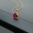 thumbnail image 3 of Gem Stone King 5.02 Ct Oval Red Created Ruby White Diamond 14K Yellow Gold Pendant, 3 of 4