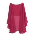 thumbnail image 2 of TiaoBug Women Chiffon Wedding Dress Capes High Low Shawl Bridal Bolero Shrug Lightweight Capelet Burgundy One Size, 2 of 7