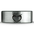 thumbnail image 2 of Tungsten Deer Love Band Ring 8mm Men Women Comfort Fit Brushed Gray Flat Cut Black Polished, 2 of 4