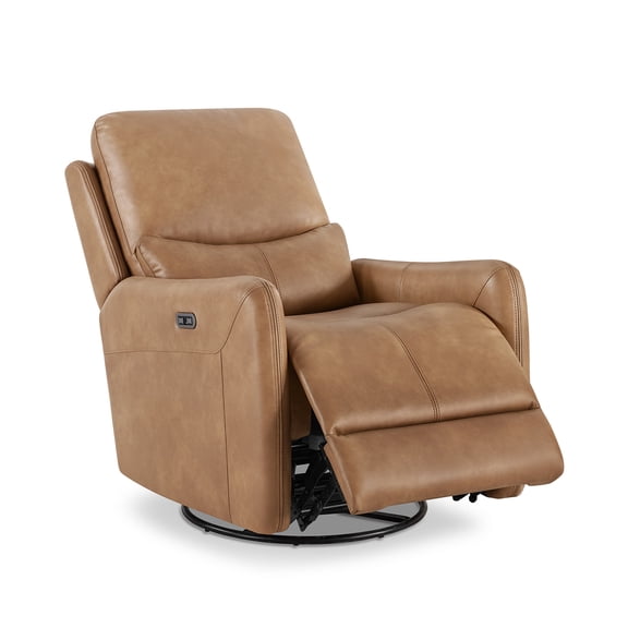 Jennifer Taylor Home Dublin 30" Swivel Power Recliner Arm Chair Saddle Brown Faux Leather