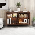 thumbnail image 3 of MROJISC Brown Accent Cabinet,47.8'' Hollow Carving Buffet Cabinet with 4 Doors for Entryway,Living Room,Bedroom,Dinning Room, 3 of 6