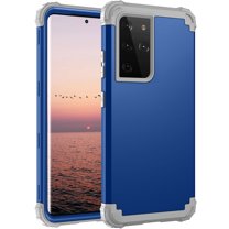 Samsung Galaxy S21 Ultra Case, Dteck Heavy Hybrid Rugged Shockproof Case, Support Wireless Charging, 3 in 1 Full Protective Cover for Samsung Galaxy S21 Ultra 5G, Blue