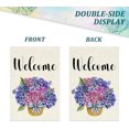 thumbnail image 5 of Welcome Spring Summer Hydrangea Garden Flag 12 x 18 Inch Double Sided, Burlap Floral Flower Welcome Yard Outdoor Flag, 5 of 6