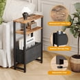 thumbnail image 4 of Narrow End Table with Magazine Rack - Rustic Brown Nightstand for Small Spaces, 4 of 7