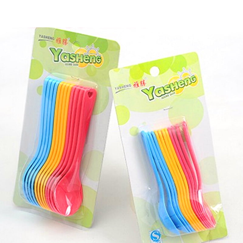 Buytra 12 Pcs Baby Spoon Set Baby Toddler Feeding Food Plastic Spoons