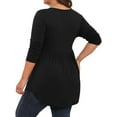 thumbnail image 5 of WellSize Plus Size Blouses for Women V Neck Curved Hems Tunic Tops Casual Long Sleeve Botton Fall Shirts, 5 of 9