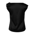 thumbnail image 5 of Vmvidoty Women's Casual T-Shirts Short Sleeve Crewneck Summer Stretchy Shirt Textured Tops Black 2XL, 5 of 6