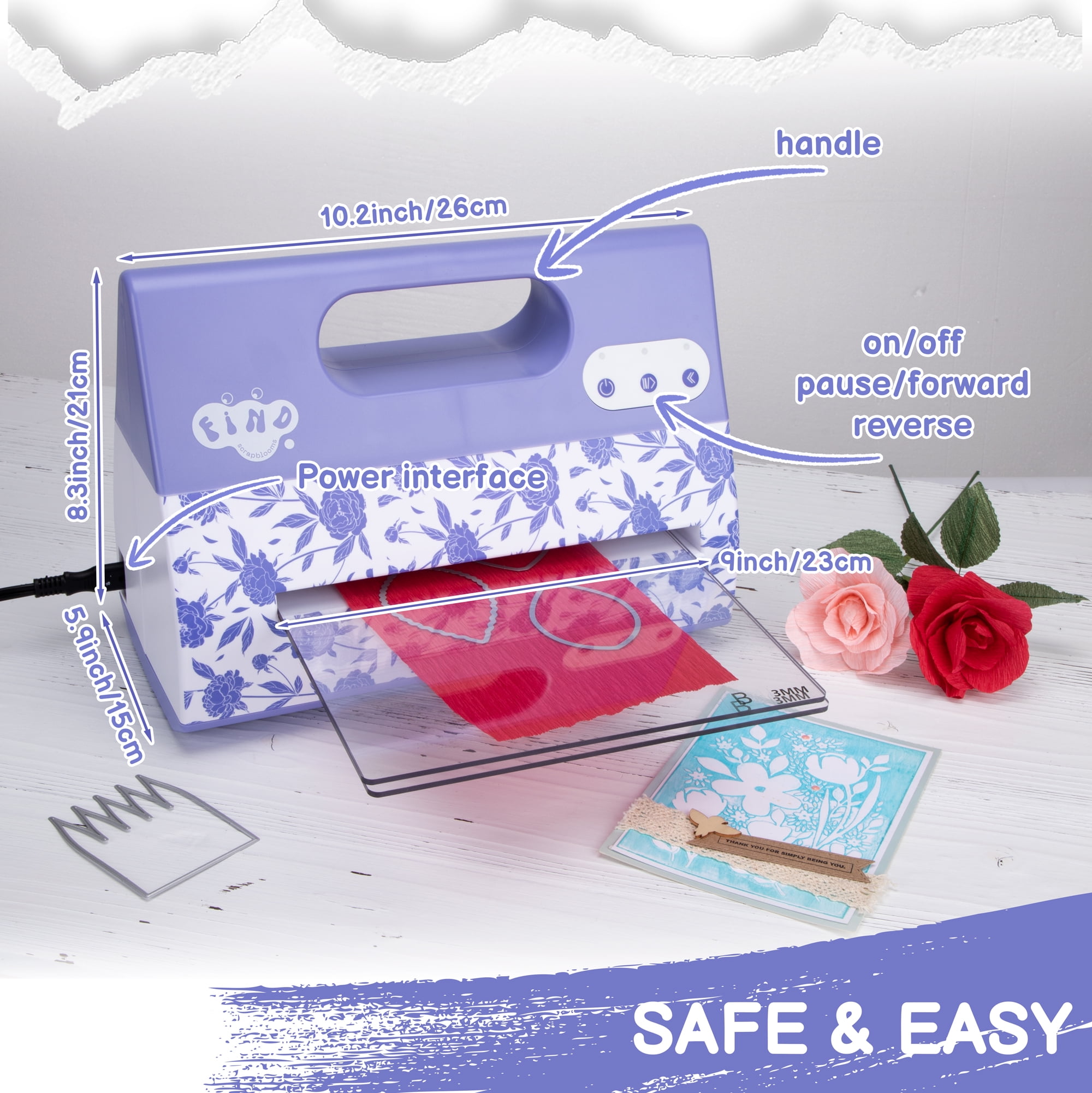 Portable Automatic A4 Die Cutting Machine,Electric 9 inch Embossing Machine kit for CardMaking，Crepe Paper Flower Making