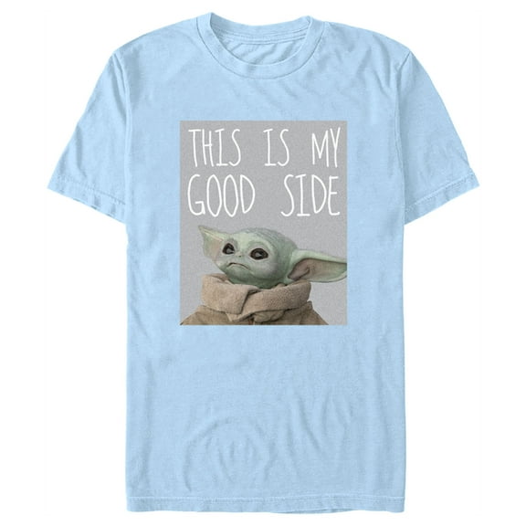 Men's Star Wars: The Mandalorian Grogu This is my Good Side Graphic Tee Light Blue Small
