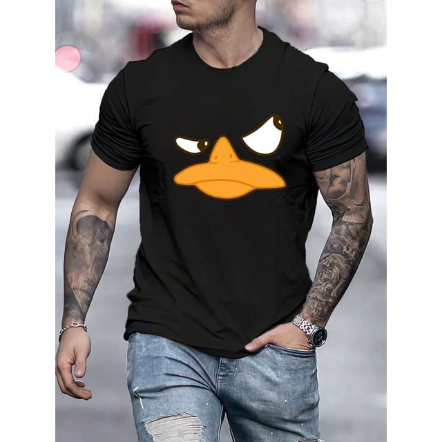 Camiseta con estampado de pato de dibujos animados para hombre, camisetas informales