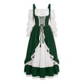 thumbnail image 2 of UPPADA Womens Pirate Irish Ren Faire Dresses Medieval Cold Shoulder Lace Up Corset Dress Halloween Fairy Costume Renaissance Ball Gown Green,XXXL, 2 of 7
