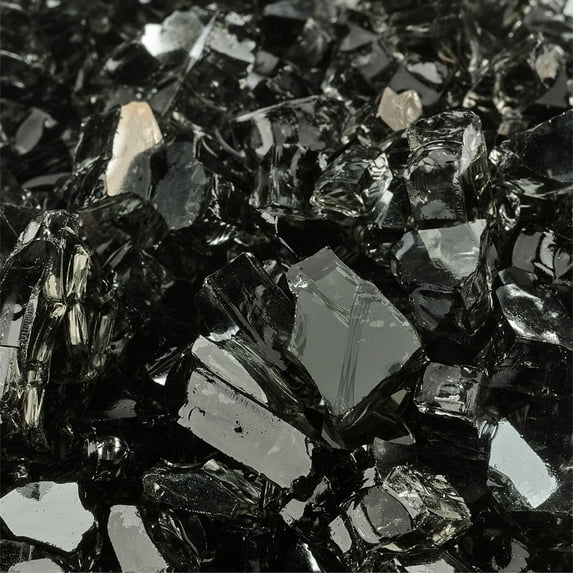 Black Fire Glass | Midnight Black, Original Fire Glass, 1/4", Reflective | 10 lbs