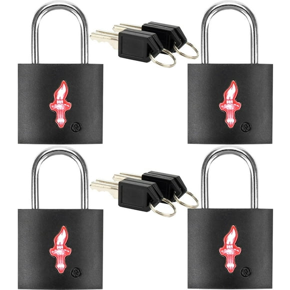 SHIQI-4 Pack TSA Luggage Locks with Key - Black Neon Square for Suitcase Backpack Travel Security Accessories