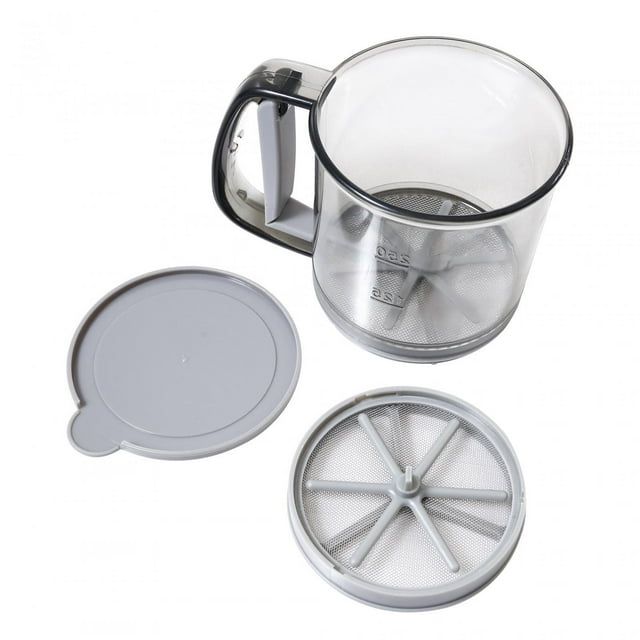 veasfak Baking Flour Sifter Cup Cooking Multifunctional Flour s for Cake Powder Double Layer