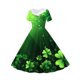 thumbnail image 5 of Vestido de manga corta con cuello en V, estampado del Día de San Patricio, para niñas, de manga corta, elástico, corte A, estilo patinador con volantes, para recital escolar, de manga corta, con cuell, 5 of 6